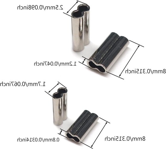 Koper Krimpringen voor Vissen, Dubbele Knijp Sleeves, 200 Stuks, Geschikt voor Visselijn tot 1.2mm, Ideaal voor Vissers en Hengelsport Accessoires van Merkloos — afbeelding 2