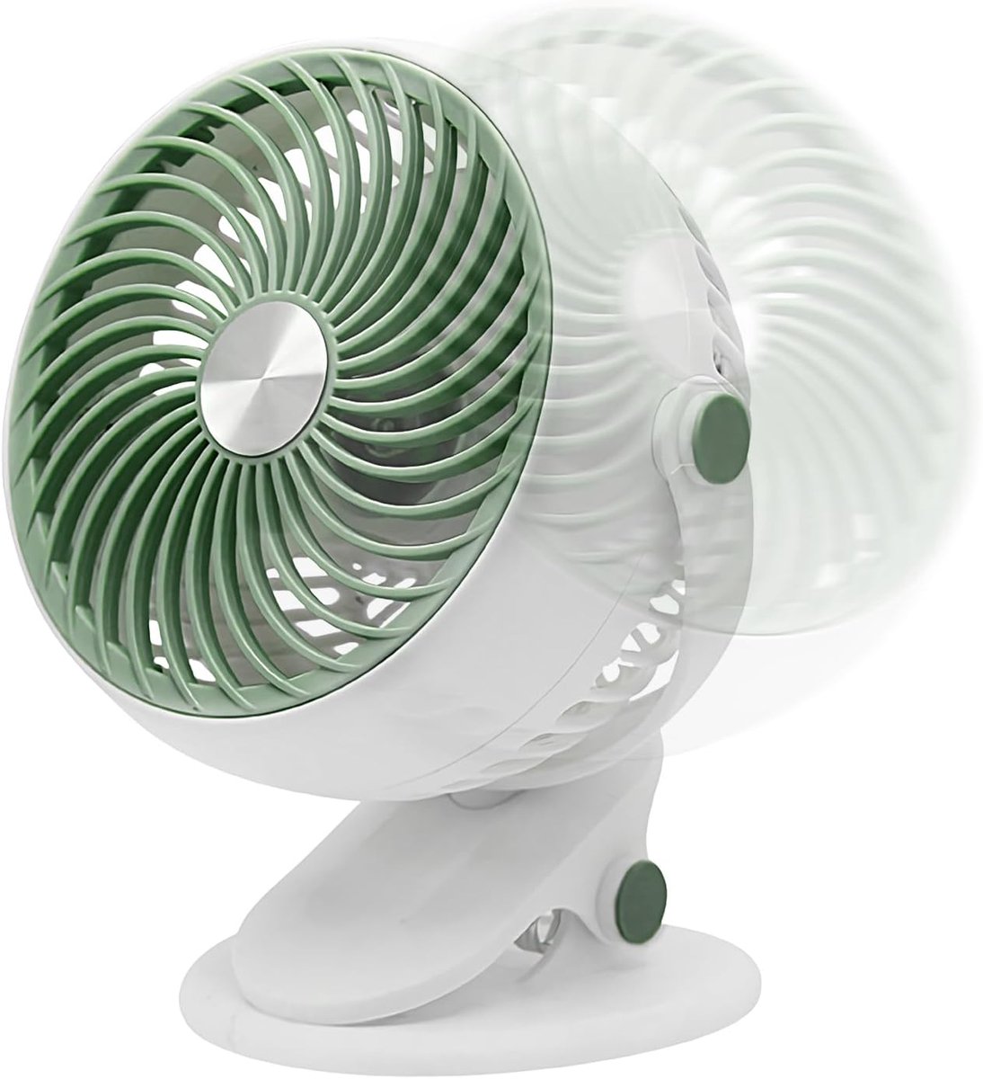 Klemventilator - Draagbare ventilator - Persoonlijke koeling - USB oplaadbaar 5 standen - 15x18x15 cm - groen