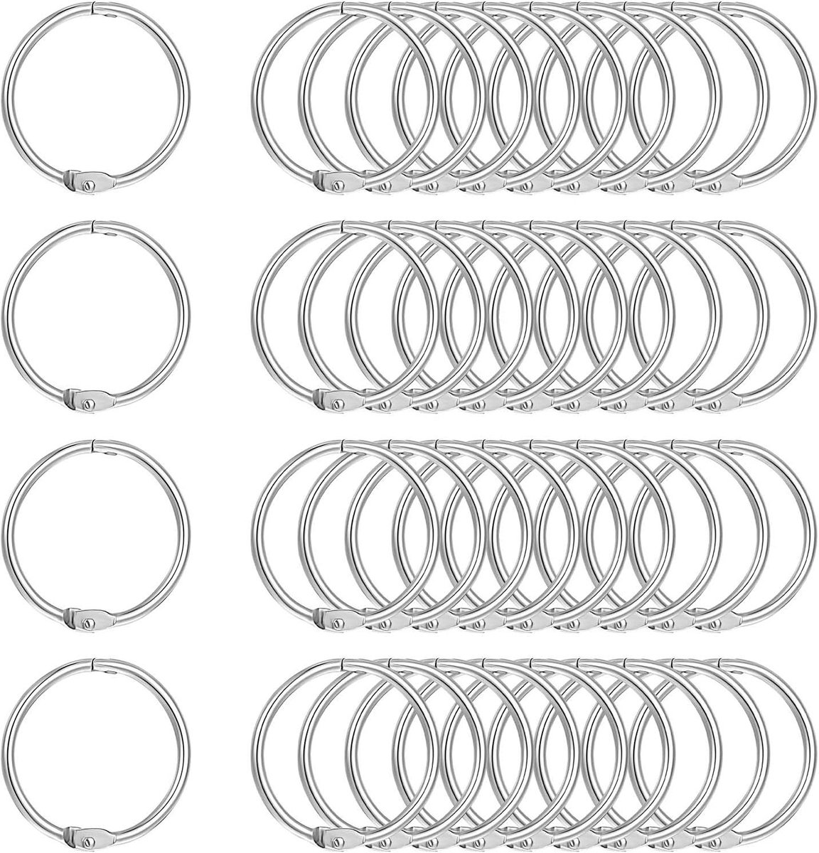 40 Stuks Metalen Ringbinders 25mm - Ideaal voor Losse Bladen, Indexkaarten en Sleutelhangers