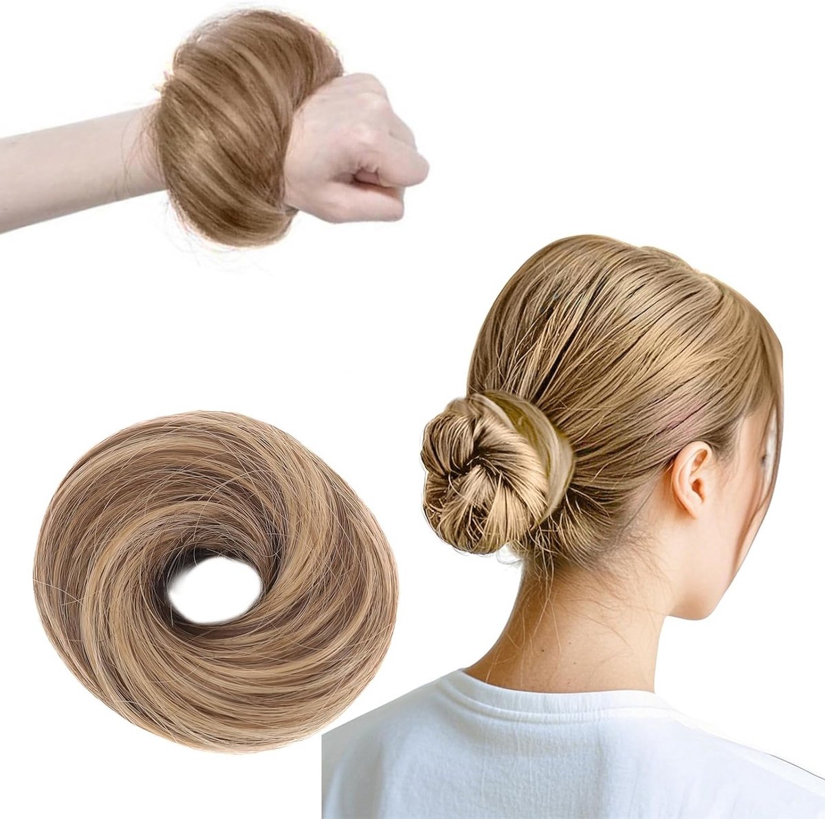 Synthetische Haarknot Scrunchie Lus Lichtbruin - Direct Volume & Stijlvol Haaraccessoire