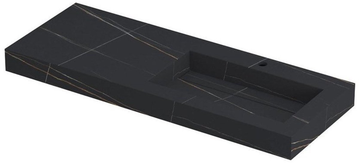 Ink Pitch meubelwastafel rechts 120x45cm keramische slab - 1 kraangat - Lauren black