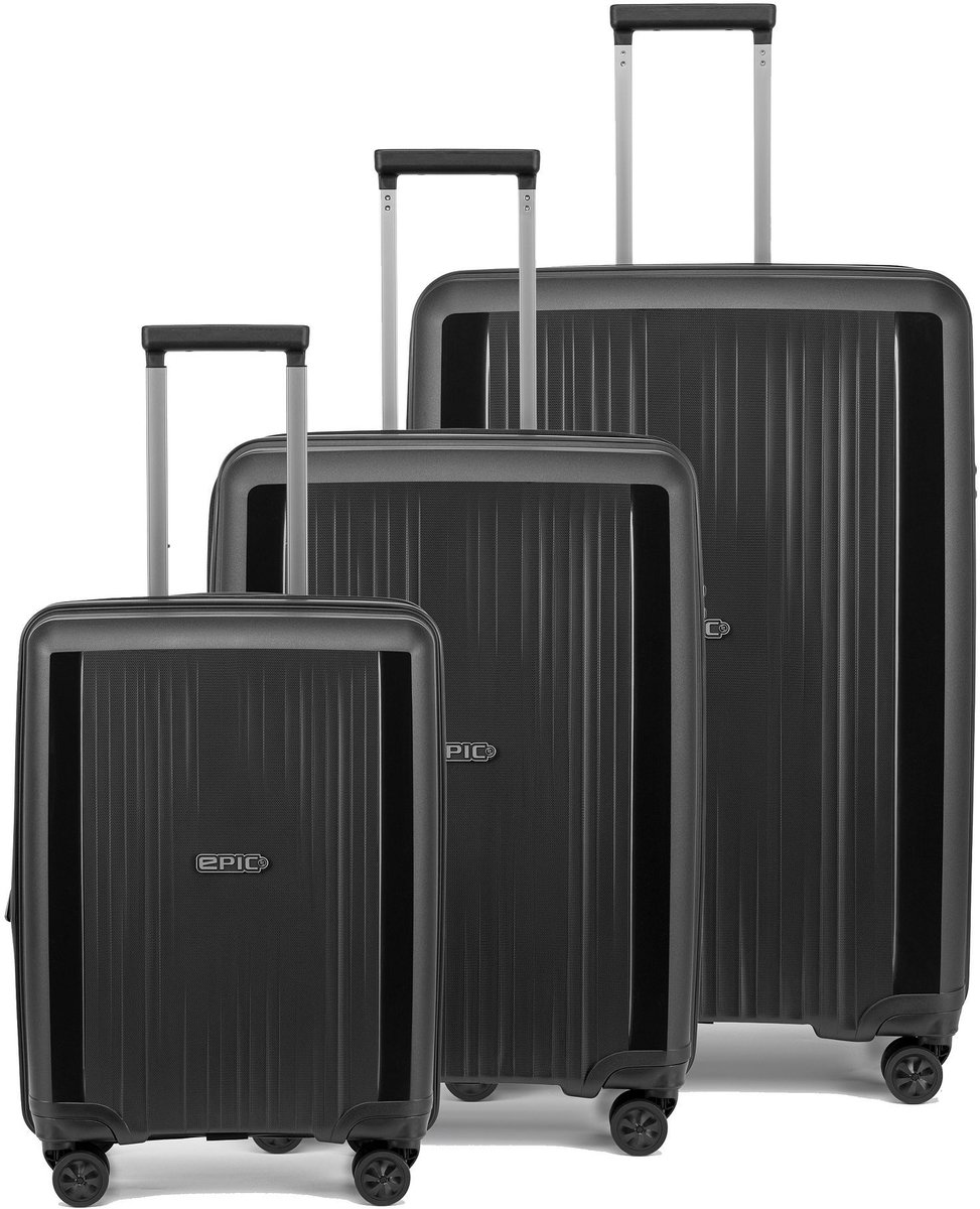 Epic Halo 4 wielen Kofferset 3-delig met uitbreidingsplooi - Harde bagage - TSA slot - instantblack