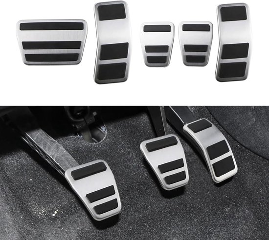 Pedaalhoezen Auto - Rem Gas - Rijervaring Verbeteren - Antislip Structuur - Set van 3 - Zilver Zwart — afbeelding 2