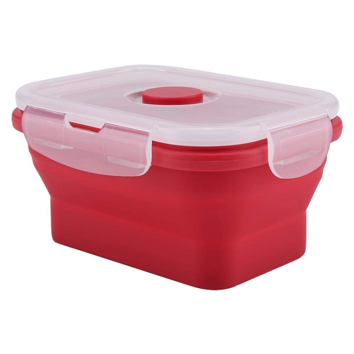 Dailygoody - Rechthoek Siliconen Maaltijd Prep Containers - Voedsel Opslag - Geschikt voor Magnetron en Koelkast - Rood - 350 ml - Ideaal voor Lunch e...