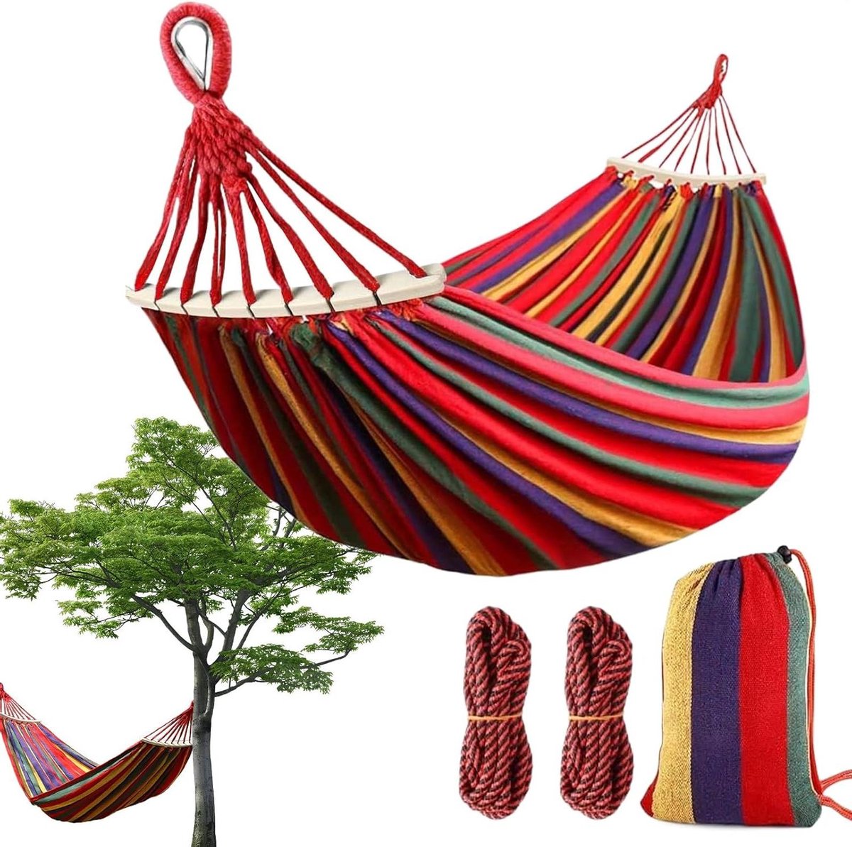 Hangmat met spreidstang - Reisschommel buiten - Buiten ontspannen - Anti-rollover ontwerp - 220 x 150 cm - Niet gespecificeerd