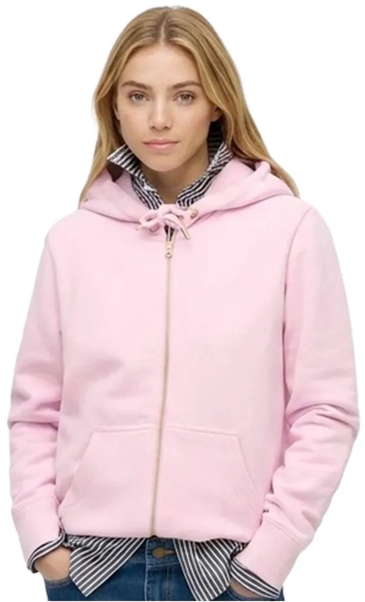 Superdry Essential Logo halfgeborstelde hoodie met rits Dames Hoodies Zwart