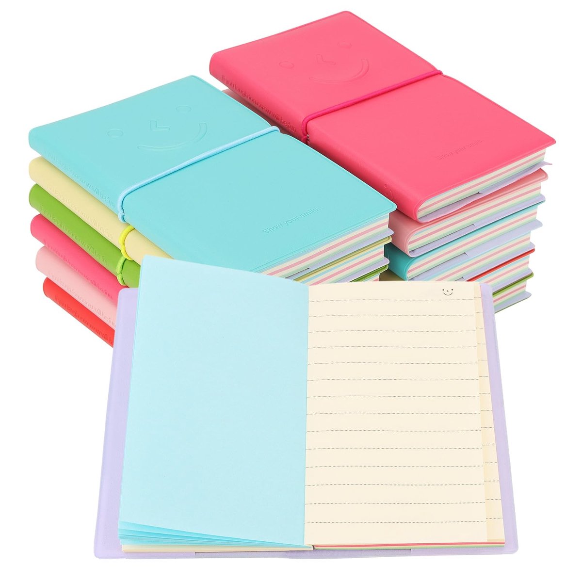 Dailygoods- Notitieboek Mini 12 Stuks - PU-lederen Hoes - 80 g/m² Papier - 100 Vellen/200 Pagina's - 6 Kleuren - Compact en Lichtgewicht - Notitieblok