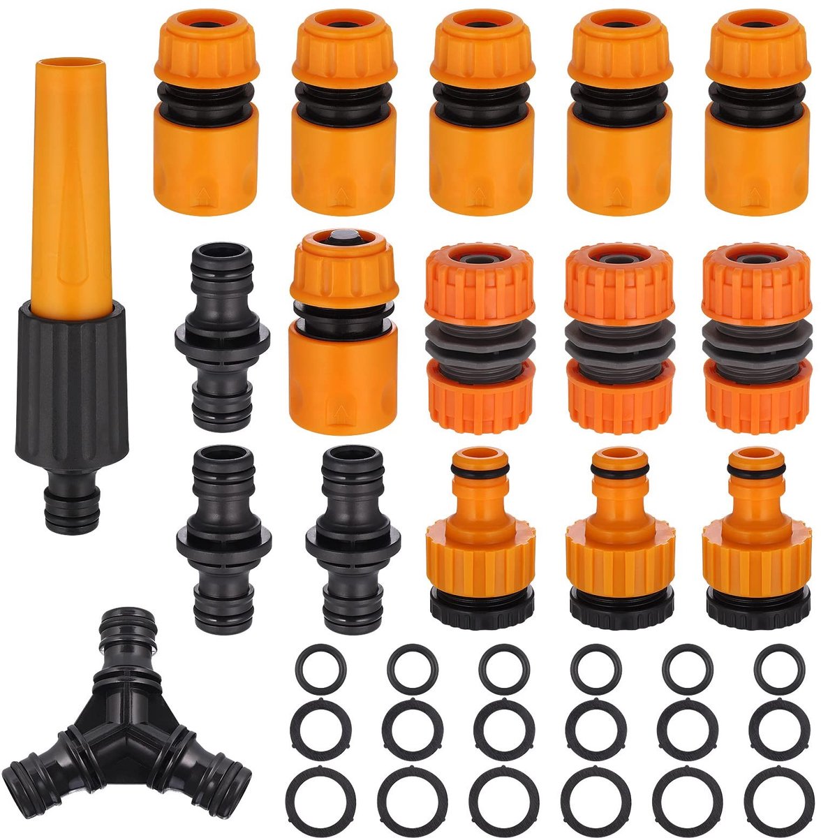 Dailygoods- Slangkoppelingen Set van 17 - Universele Tuinkraanverbinding - 1/2 Inch Versterkt ABS - Waterstop Connector - Dubbele Mannelijke Connector - Lekvrij - Tuinslangkoppeling