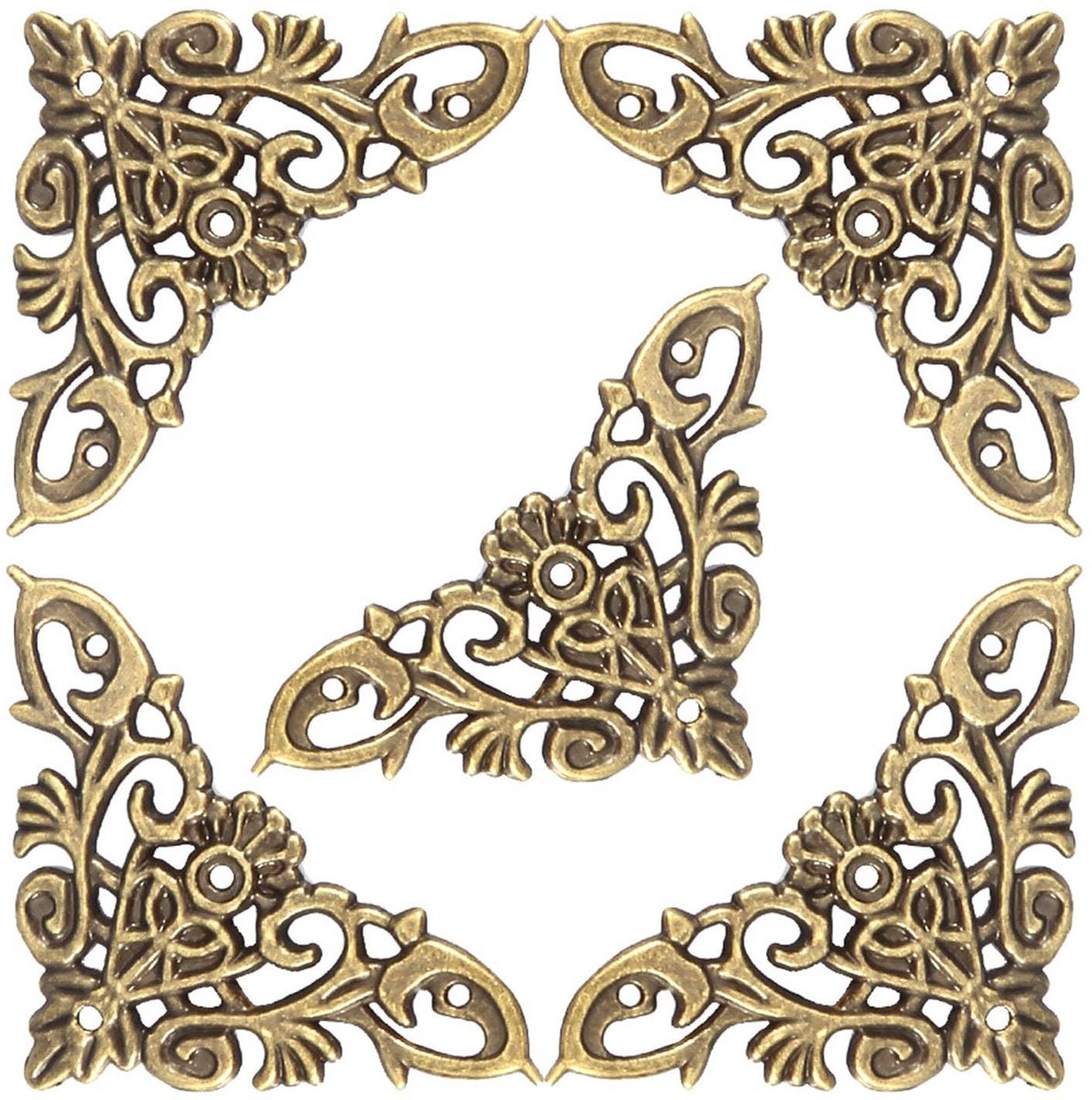 Dailygoods- Hoekbeschermers Antiek Ontwerp - 12 Stuks - Zinklegering - Hoekdecoratie - Houten Kisten - Juwelendoosjes - Duurzaam en Stijlvol