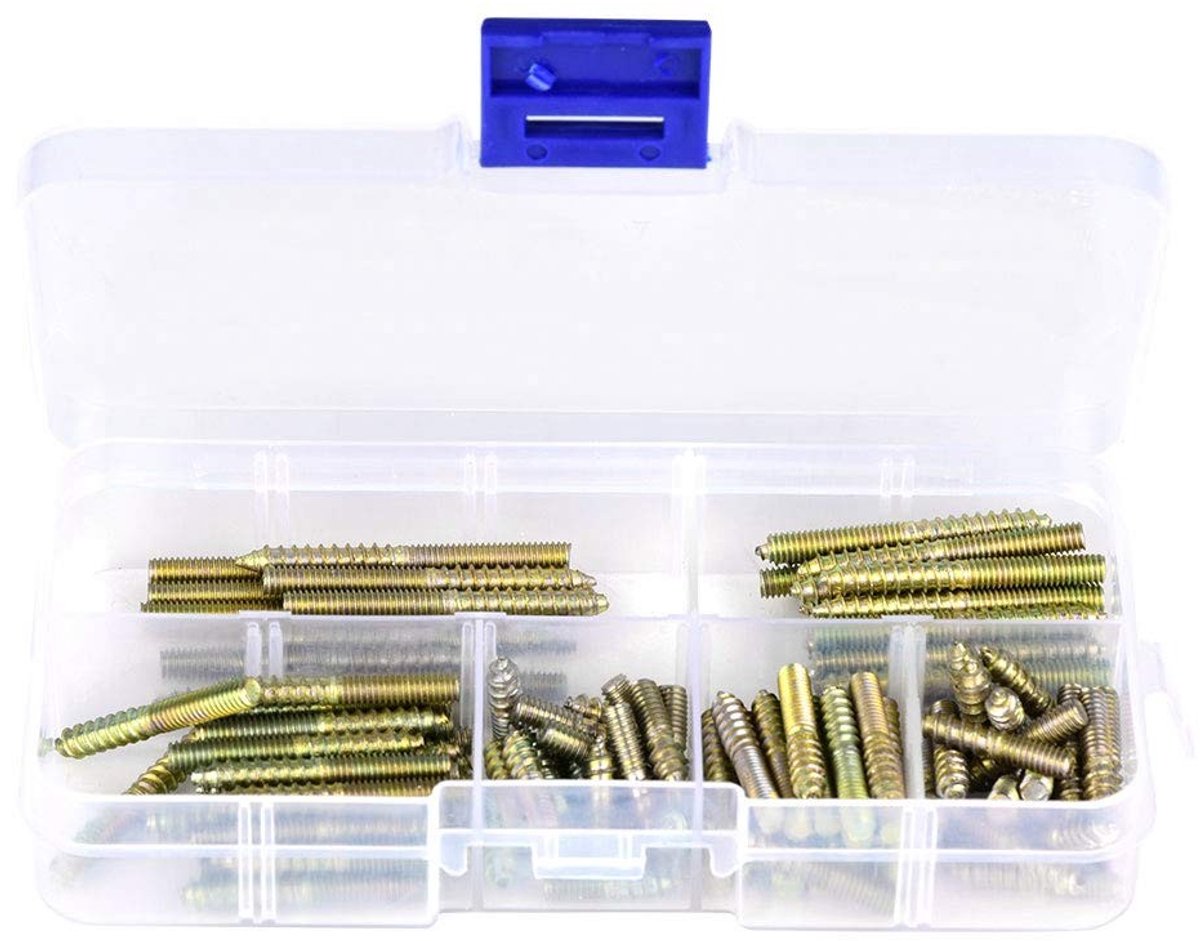 Dailygoods- Houtschroeven Set 110 Stuks - Zelfsnijdend - Verzinkt - M4 x 16/20/25/30/35/40 mm - Corrosiebestendig - Plastic Opbergdoos - Schroeven