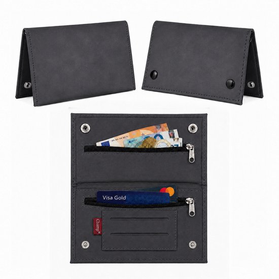 Champ Shag Etui - Tabak Etui - Kunstleer - 4 Vakken - Unisex - Donkergrijs