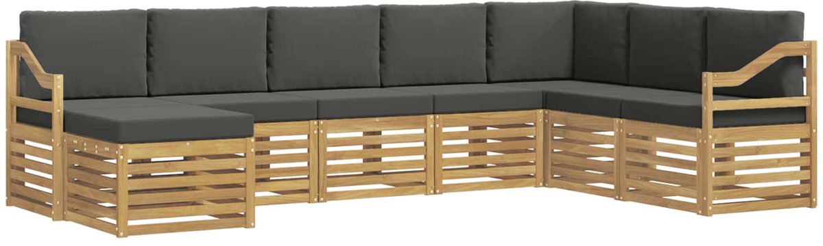 vidaXL Buiten - bank - set - 8 - st - 8-zits - Wit - en - antracietkleurig - Polyester Wit en antracietkleurig
