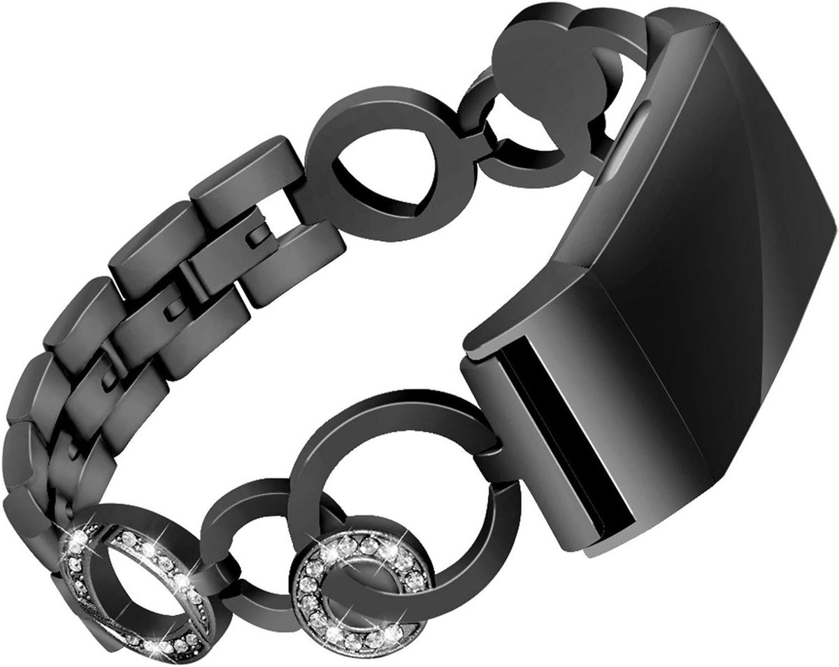 Metalen Band - Rhinestone Polsband - Fitness Tracker - Strass Versiering - 15 x 2 x 20 cm - Zilver