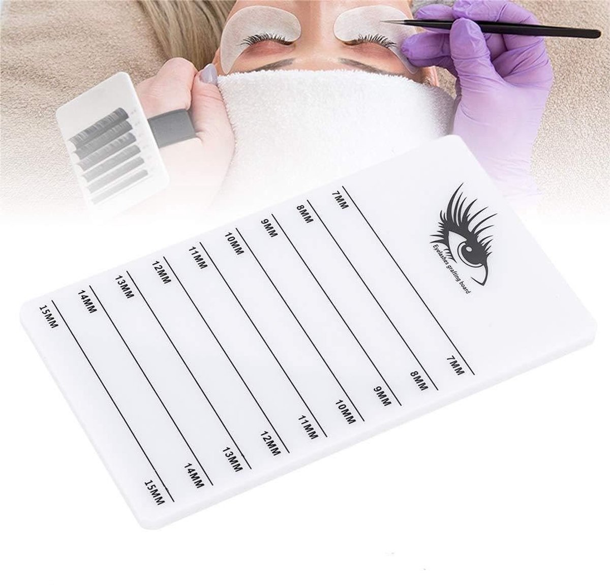 Dailygoods- Wimperhouder Acryl Plaat - Wimper Extensions - Make-Up Tool - 7-15mm - Palet - Stand - Wimperpalet