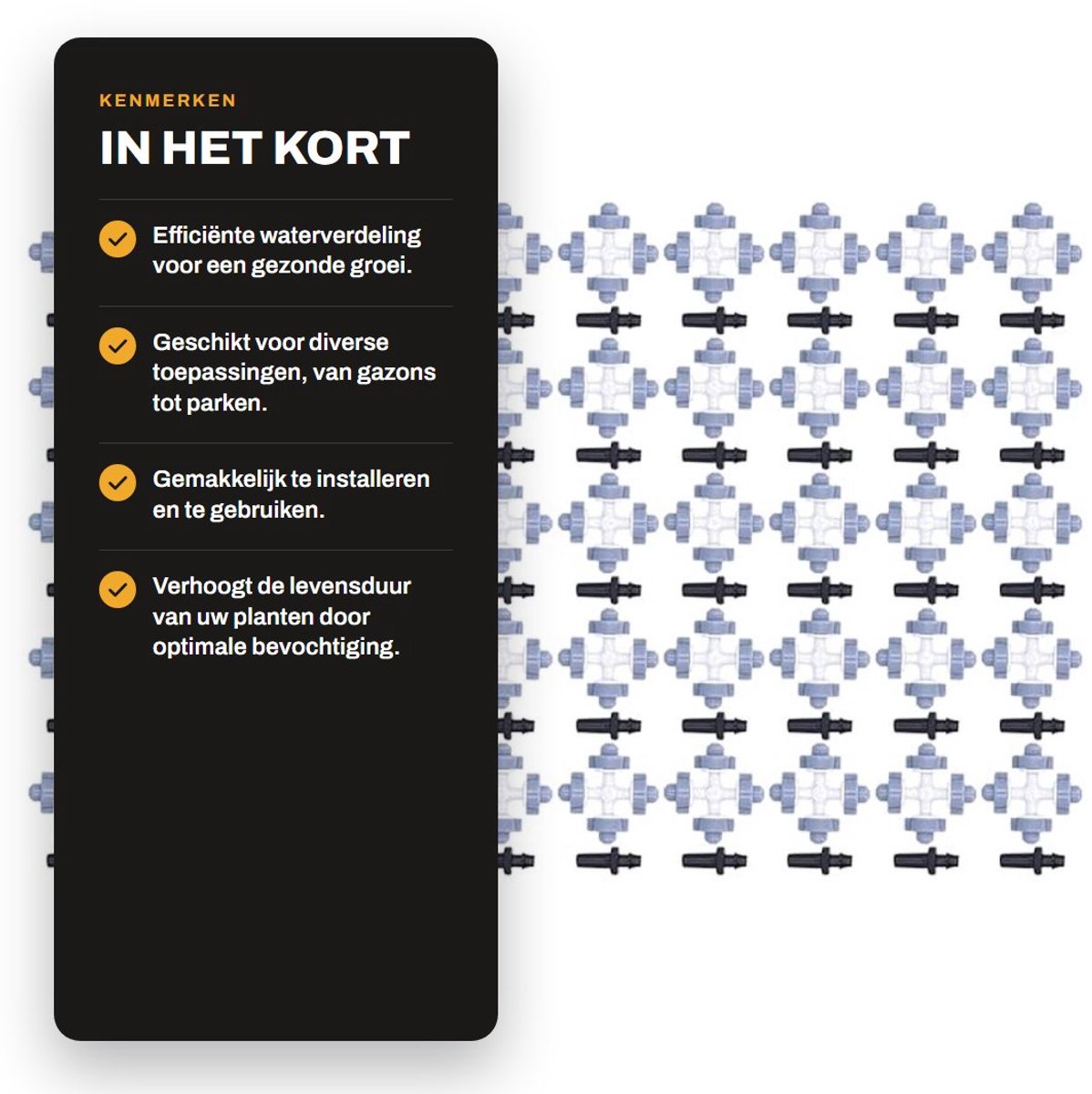 Dailygoods- Verneveling Mondstuk Set van 50 - 4-weg Nozzle - Kunststof - Irrigatie Druppelaar - Kleine Haak - Gewicht 732g