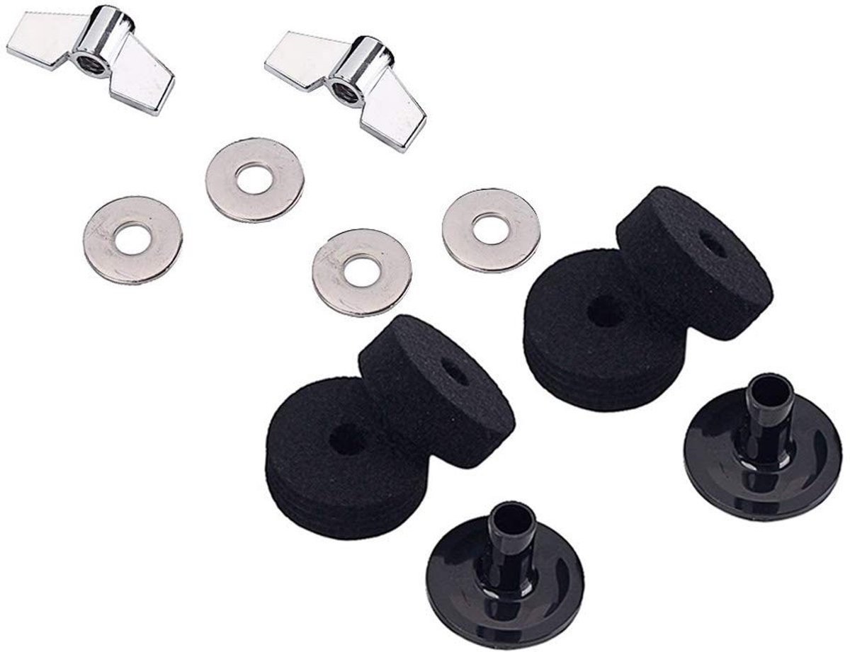 Dailygoods- Drum Bekken Accessoires Set - Vilt Mouwen - Hi-hat Koppeling - Bekken Sleeve - Zacht/Duurzaam - Zwart - Drumaccessoires