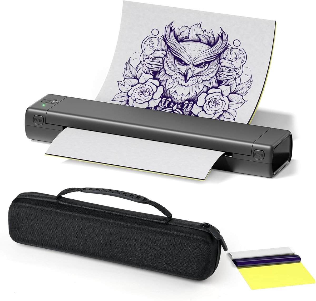 Itari M08F tattoo-printer, thermische printer tattoo stencil printer met iPad en telefoon en pc, tattoo machine set met opbergdoos en 10 stuks tattoo transfer papier voor tattoo art