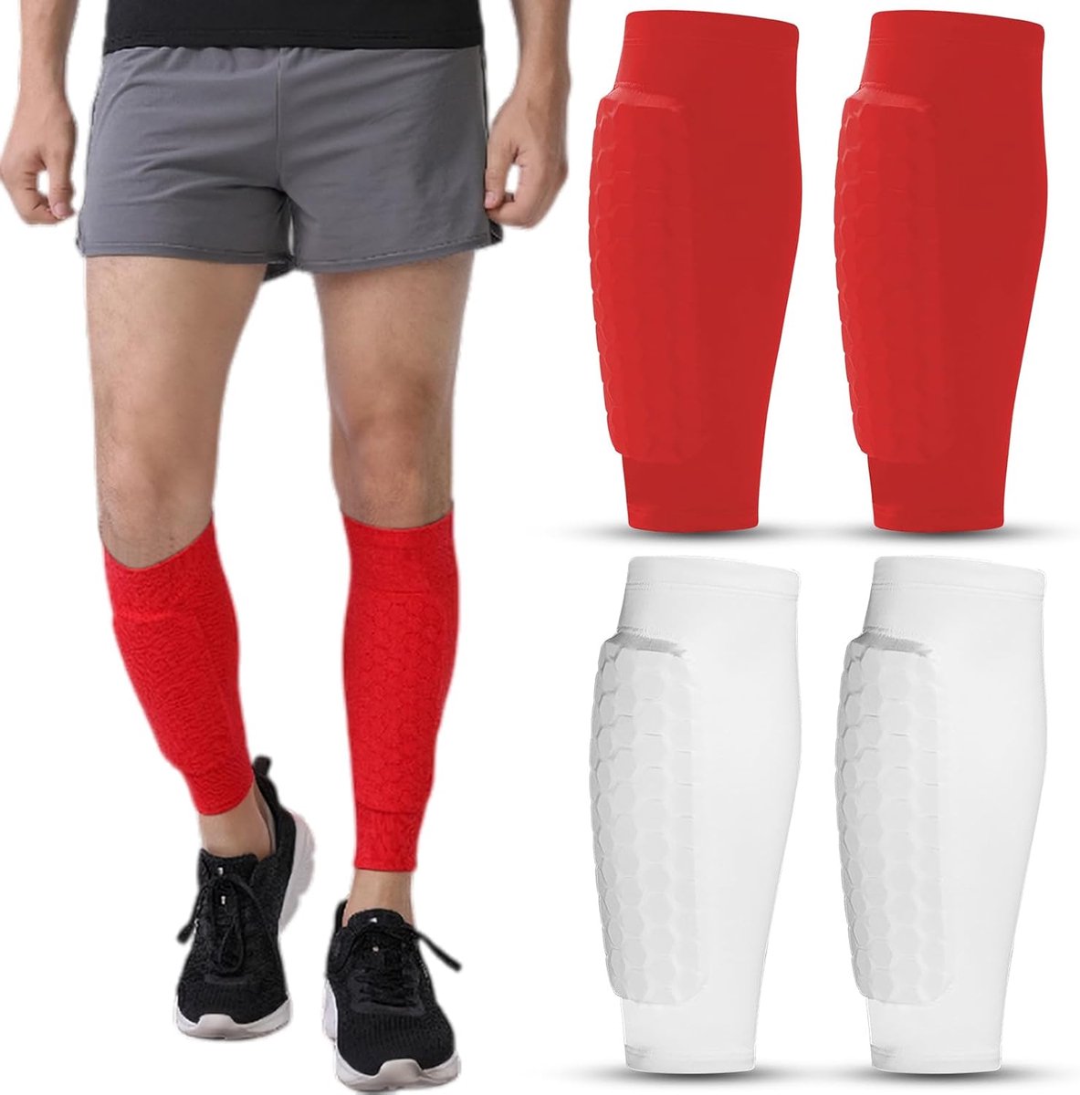 Scheenbeschermers Voetbal - Beenbeschermers Sport - Wedstrijd Training - Honingraat Schokabsorptie - Unisex Volwassene - Blauw