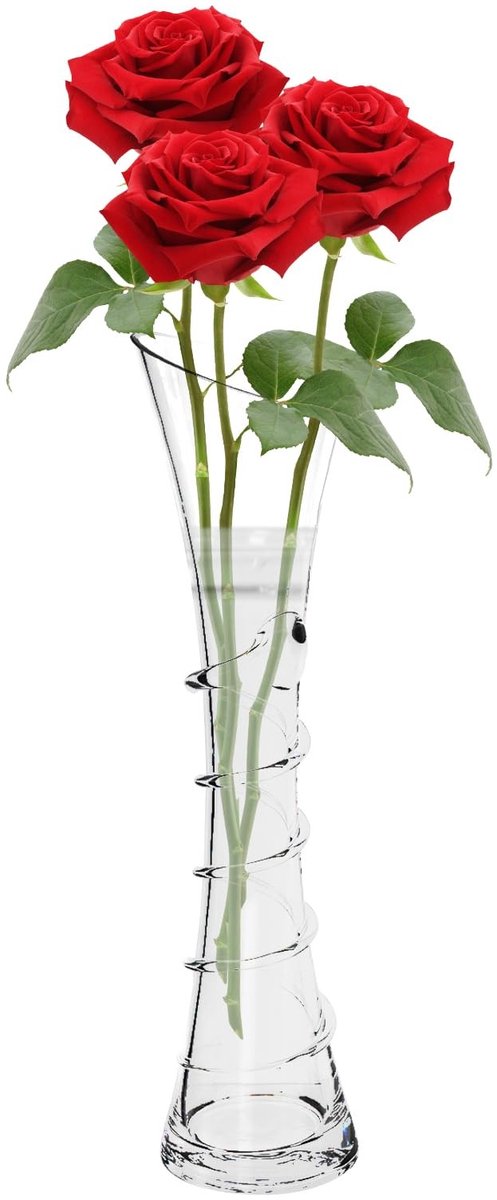 Dailygoods- Bloemenvaas 20 cm - Transparant Glas - Bud Vaas - Stabiele Bodem - Decoratie voor Kantoor/Woonkamer - Geschikt voor 1-3 Boeketten