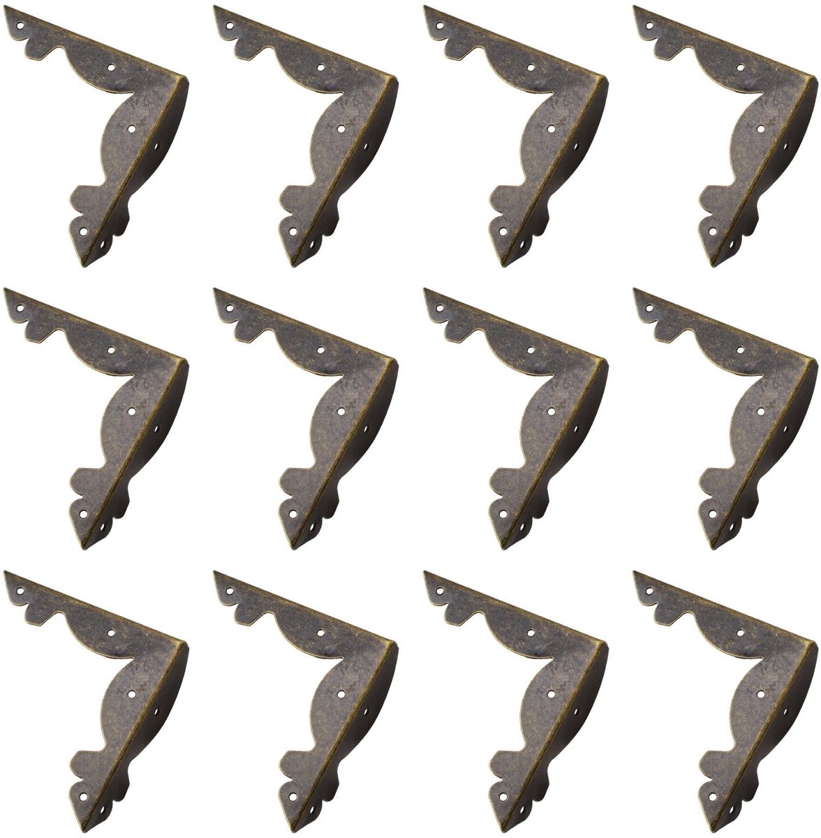 Dailygoods- Hoekbeschermers 12 Stuks - Retro Hoekbeschermers - Metalen Hoekbeschermers - Meubelbescherming - Schroeven Inbegrepen - Duurzaam Materiaal - Meubelbeschermers
