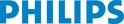 Blauw Philips logo op witte achtergrond.