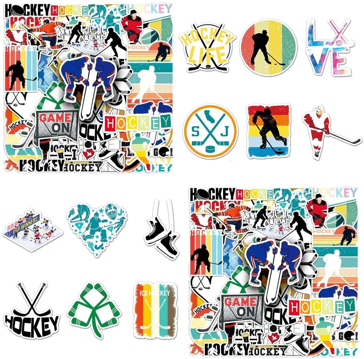 Dailygoods- IJshockeystickers 100 stuks - Zelfklevend - Sportdecoratie - Scrapbooking - Gitaarstickers - Makkelijk te verwijderen - Stickers