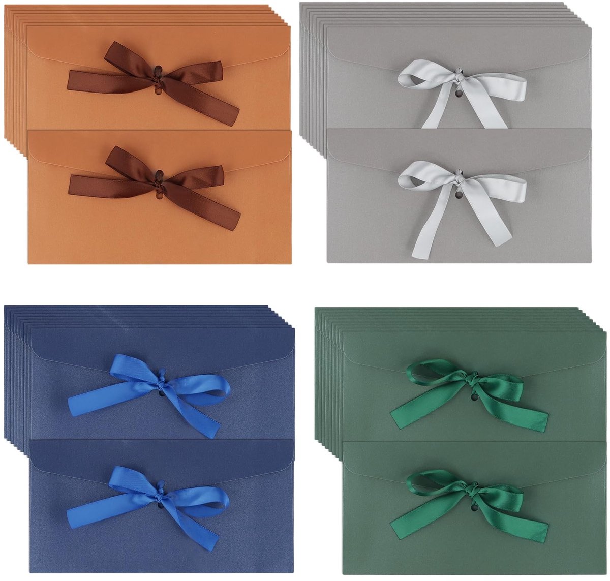 Dailygoods- Tegoedbonnenenvelop 80 stuks - 220 x 110 mm - 4 kleuren - Papier - Elegante geschenkverpakking - Cadeaubon met strik - Cadeau-enveloppen