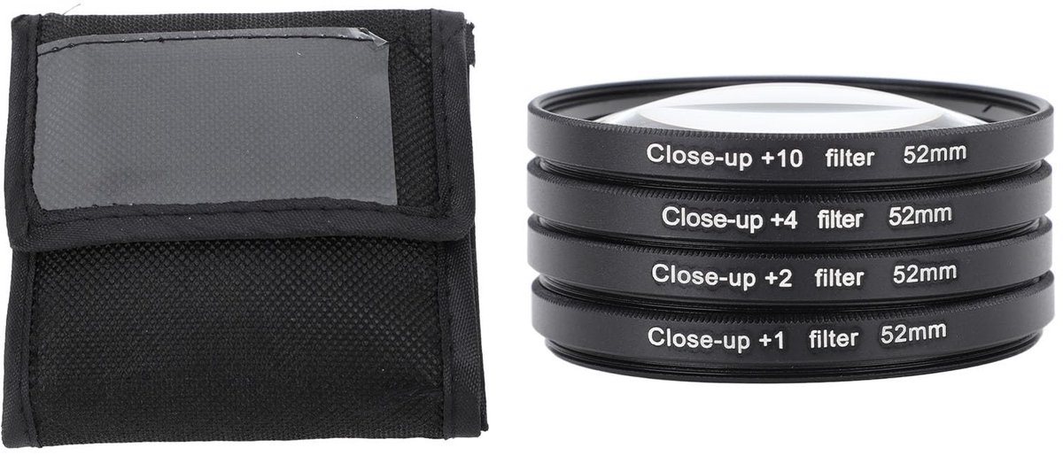 Dailygoods- Close-upfilterset 4-in-1 - Macro Lens - Filters +1/+2/+4/+10 - Geschikt voor Smartphone - Gedetailleerde Afbeeldingen - Inclusief Etui - Macrolens