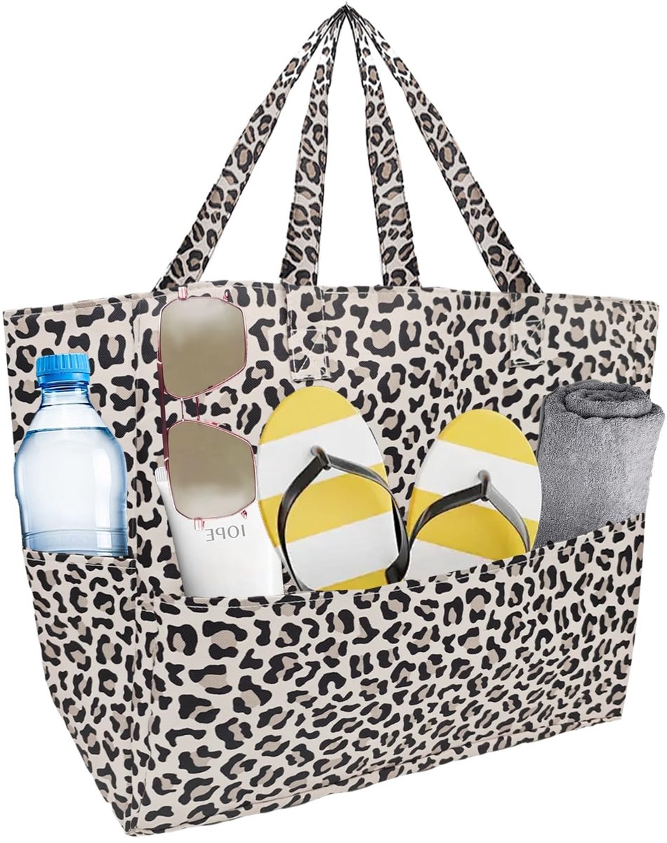 Dailygoods- Strandtas XL 50L - Strandtas met Rits - Reistas - Handtas Dames - Waterdichte Strandtas - Ruime Opbergruimte