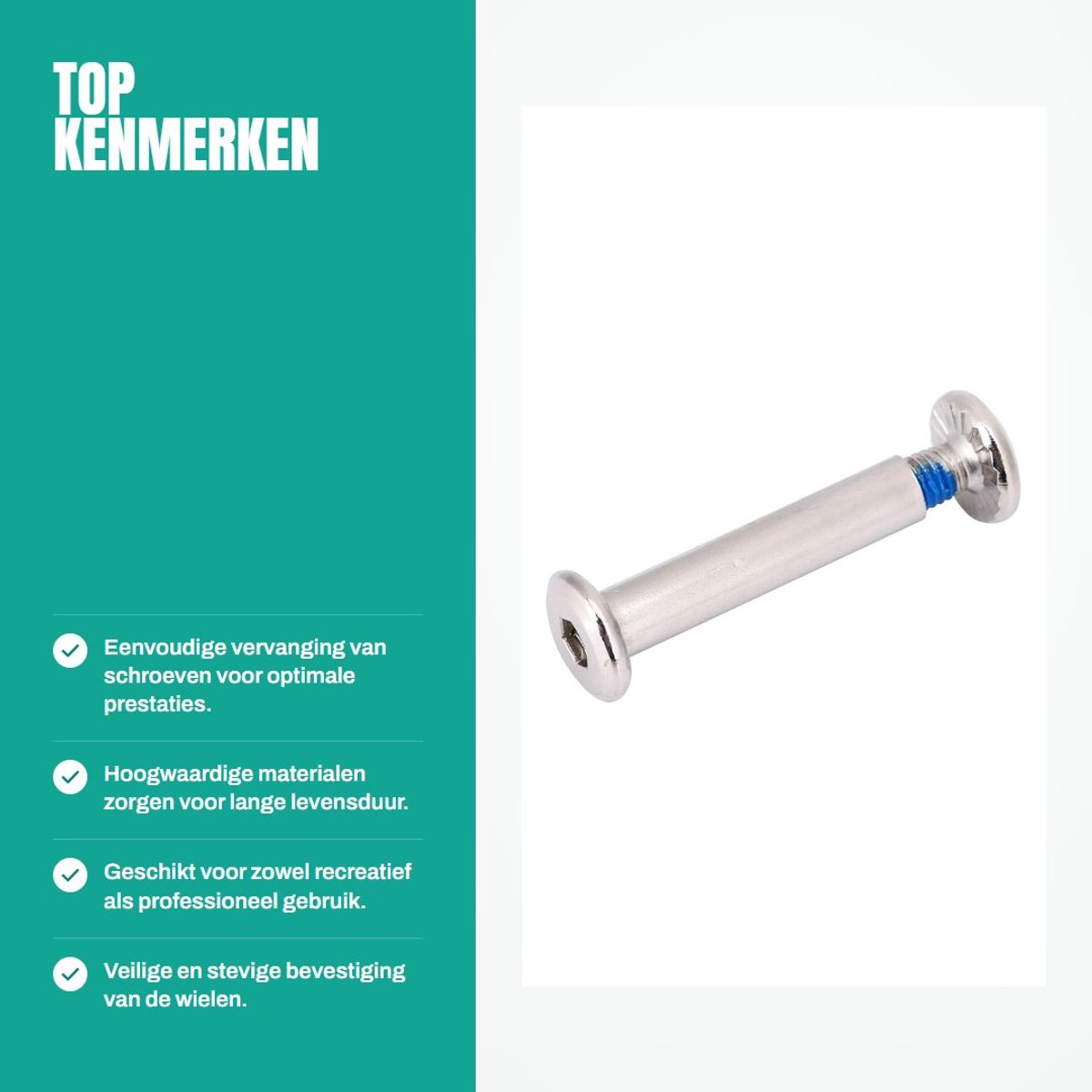 Dailygoods- Schaatsschroeven Set van 10 - 31 mm/36 mm Vervangingsschroeven - Inline Skate Hardware - Hoogwaardig IJzer - Eenvoudig te Installeren - Skate Schroeven