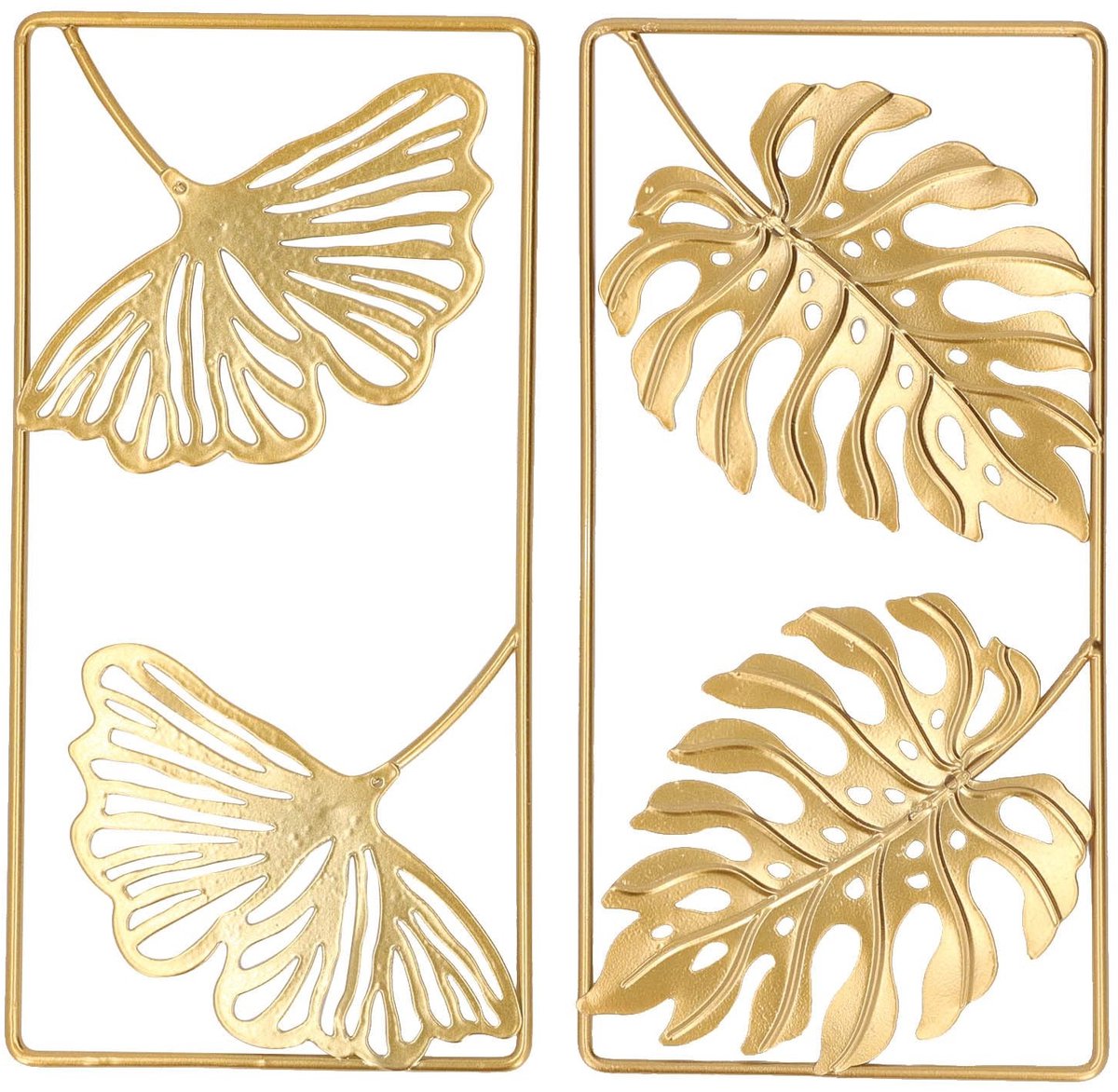 Dailygoods- Ginkgo Blad Wanddecoratie - Metalen Sculptuur - Gouden Kleur - Duurzaam - Geschikt voor Slaapkamer/Kantoor - Artistiek Ontwerp