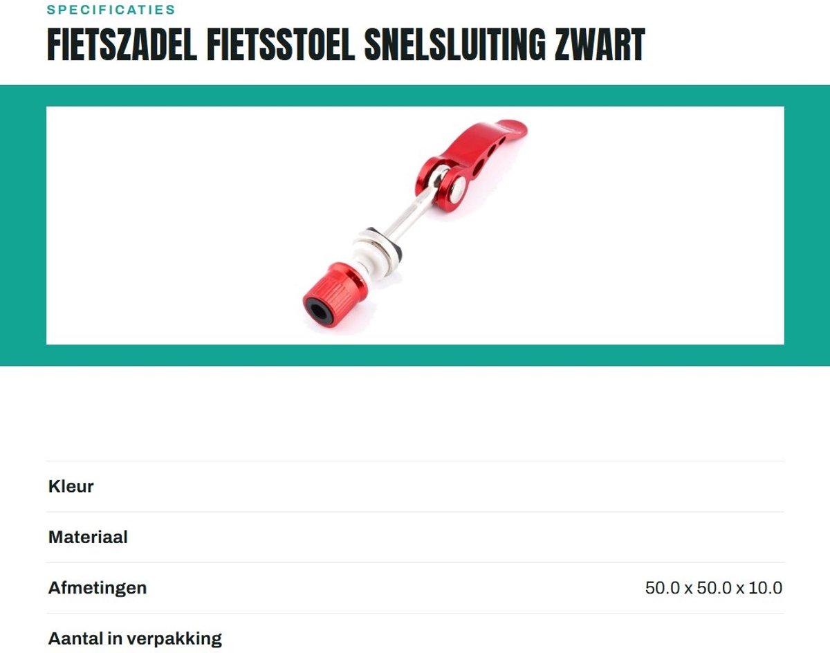 Dailygoods- Zadel - Snelle bevestiging - Zadelklem - Aluminium - Verstelbaar - Lichtgewicht - Eenvoudig te gebruiken - Zitje
