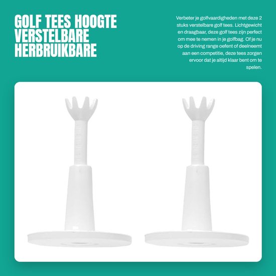 Golf Tees Hoogte Verstelbaar - 2 Stuks - Rubber - Lichtgewicht - Herbruikbaar - Stabiele Basis - 8-Punts Kroontoppen - Golfballenhouder van GOLF — afbeelding 4