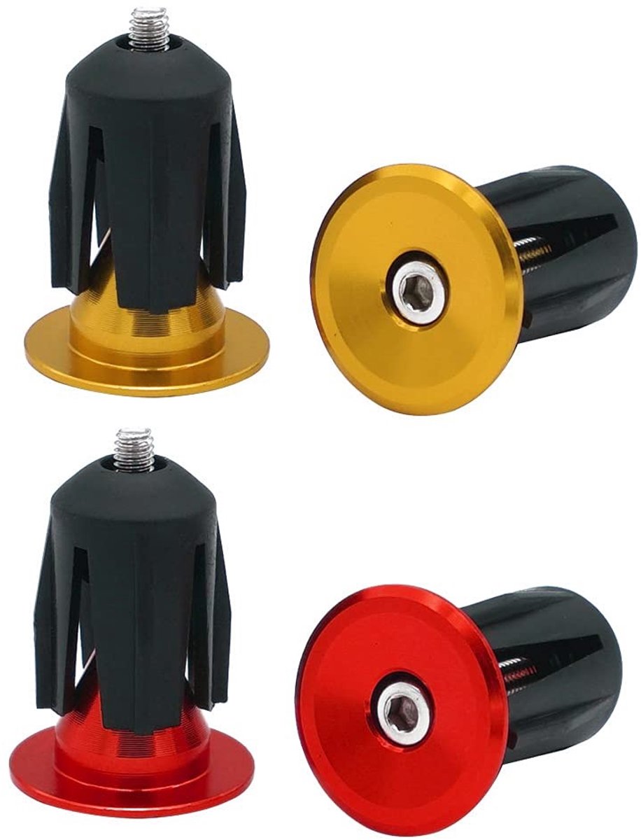 Dailygoods- Einddoppen Aluminium - 2 Paar - Rubber - Stuureindstoppers - Racefiets/Mountainbike/BMX - 3,4 x 2,4 cm