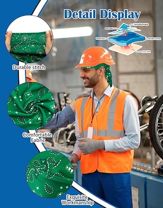 VHV-Koelende Helmmuts Motor - Zweetabsorberende Bandana voor Sport en Werk - Ademende Skull Cap Helmonderlegger - Doo Rag Head Wrap Tegen UV - Heren en Dames van Vhv — afbeelding 3