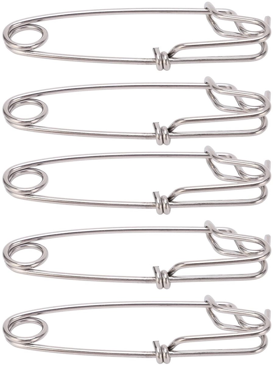 Dailygoods- Tak Hanger - Lange Lijn Clips - 5 Stuks - Roestvrij Staal - Antioxiderend - Licht en Draagbaar - Sterke Trekkracht - Visclip