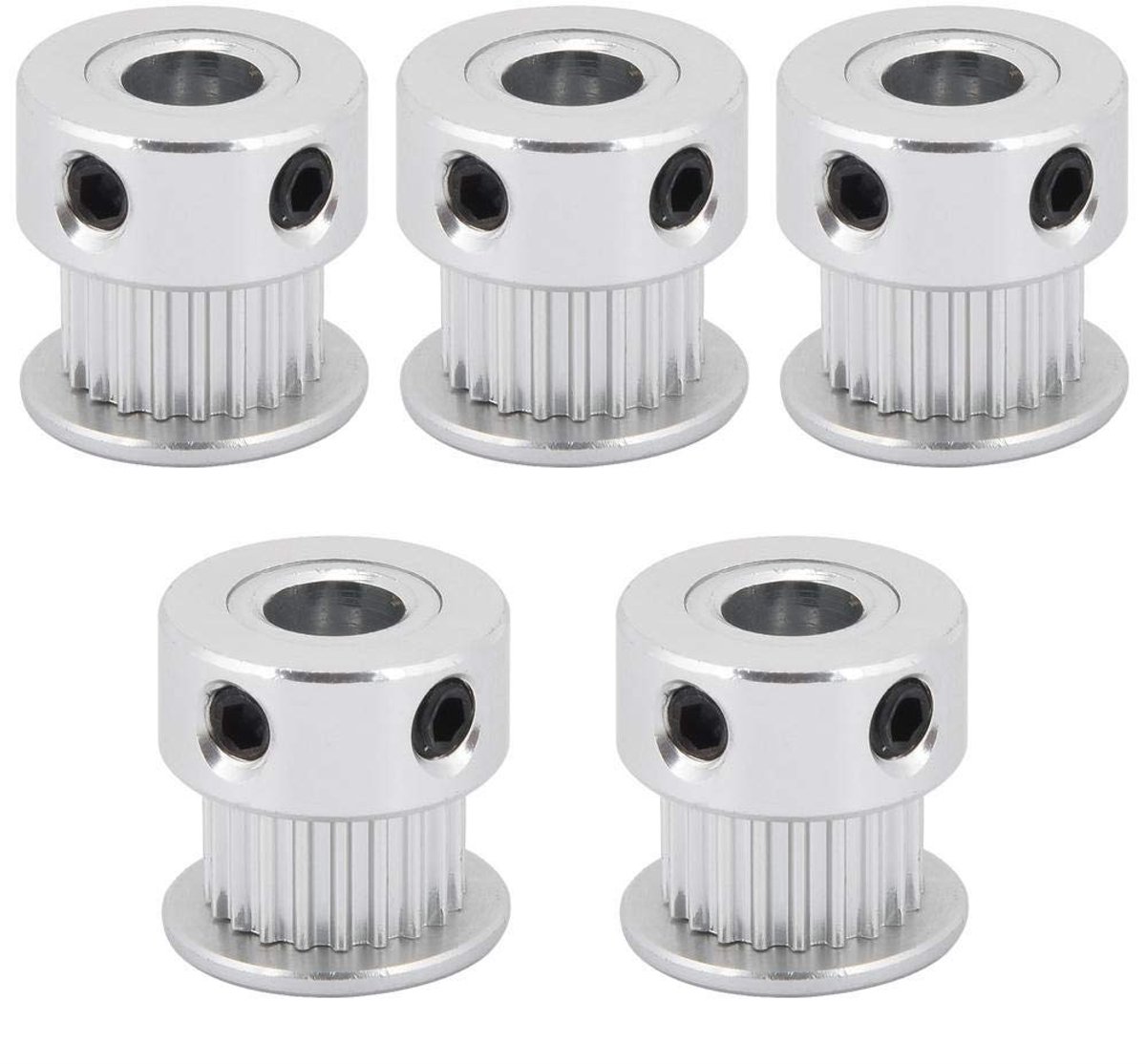 Dailygoods- Tandriem Pulley 5 Stuks - Aluminium 6,35mm Boorgat - 20 Tanden - Vervangonderdelen 3D Printer - Duurzaam - Lichtgewicht