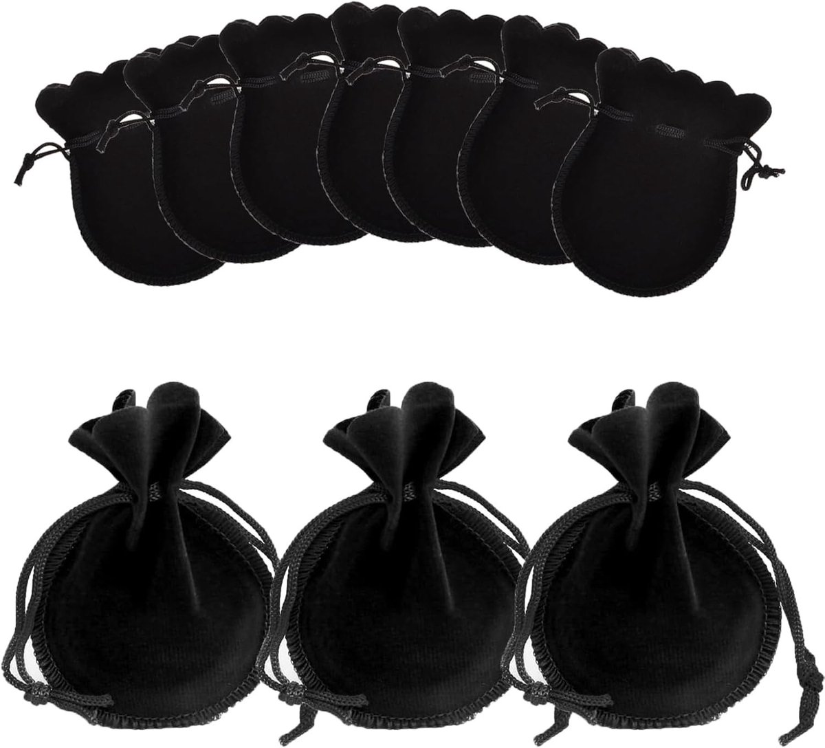 Dailygoods- Velvet Zakjes 50 Stuks - Herbruikbare Zakjes - Sieraden Zakjes - Cadeau Zakjes - Zwart - 7 x 9 cm - Sieradenzakjes