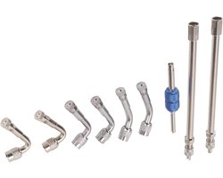 Ventielverlengers Metaal - Bandventiel Adapter - Bandenspanning Controleren - 3 Verschillende Hoeken - Set van 7 - Metaal