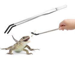 Voedingspincet Reptielen - Voedertang Aquarium - Huisdieren Voeren - Rubberen Punt Bescherming - 27 cm Lengte - Zilver
