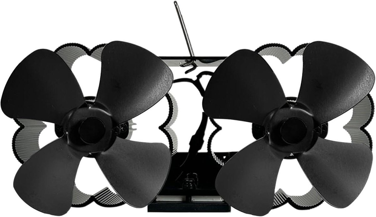 Houtkachel Ventilator - Warmte Ventilator - Warmte Verspreiden - Zelfaanzuigend - 16.4 cm - Zwart