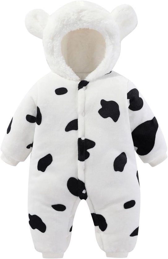 Baby Sneeuwpak - Winter Jumpsuit - Warmte Buiten - Zachte Fleece - Pasgeboren - Koe Print — afbeelding 5