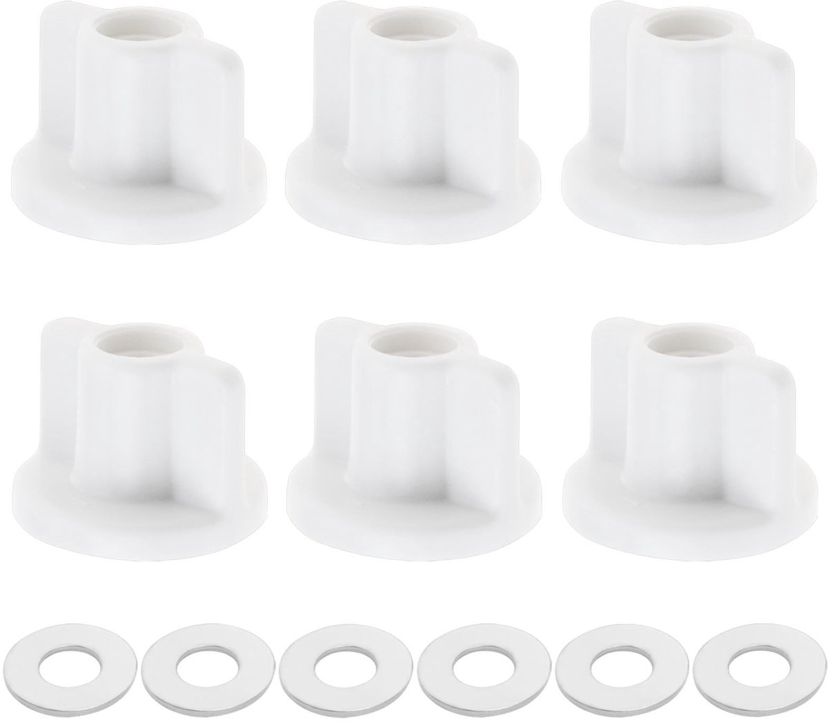 Dailygoods- Toiletbril Bevestigingsset 6 Stuks - Toiletbril Moeren - Sluitringen - Kunststof/Metaal - Roestwerend - M6 Schroefdraad - Toiletbevestiging