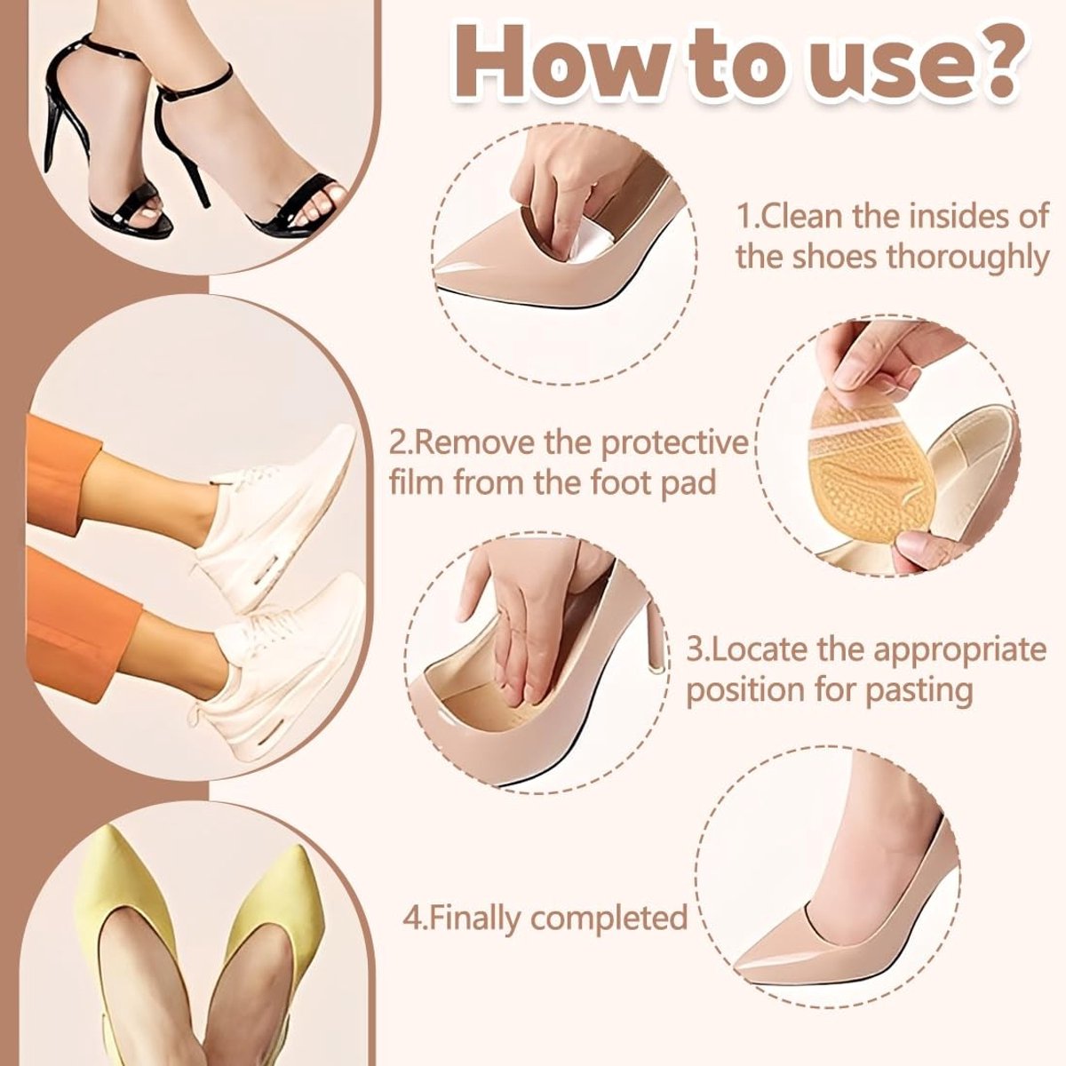 Dailygoods- Voetkussentjes - Dempende Gelinlegzolen - Antislip voorvoet - Siliconen Pads - Hielbescherming - Comfortabele Ondersteuning - Inlegzolen