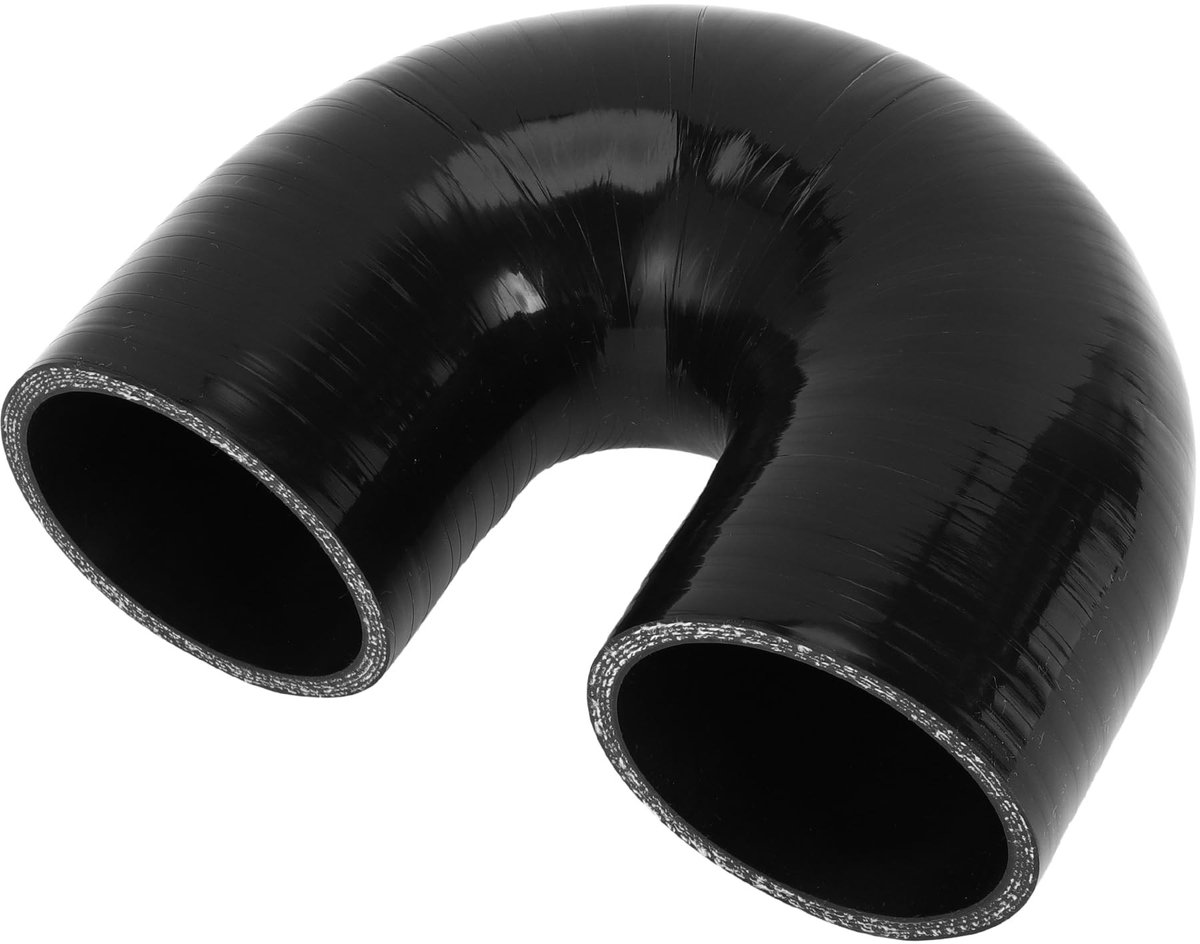 Dailygoods- Koelslang Siliconen 180 Graden - Binnendiameter 63mm - Lengte 90mm - Zwart - Meerlaags Geweven Doek - Bestand tegen Hoge Temperatuur - Siliconenslang
