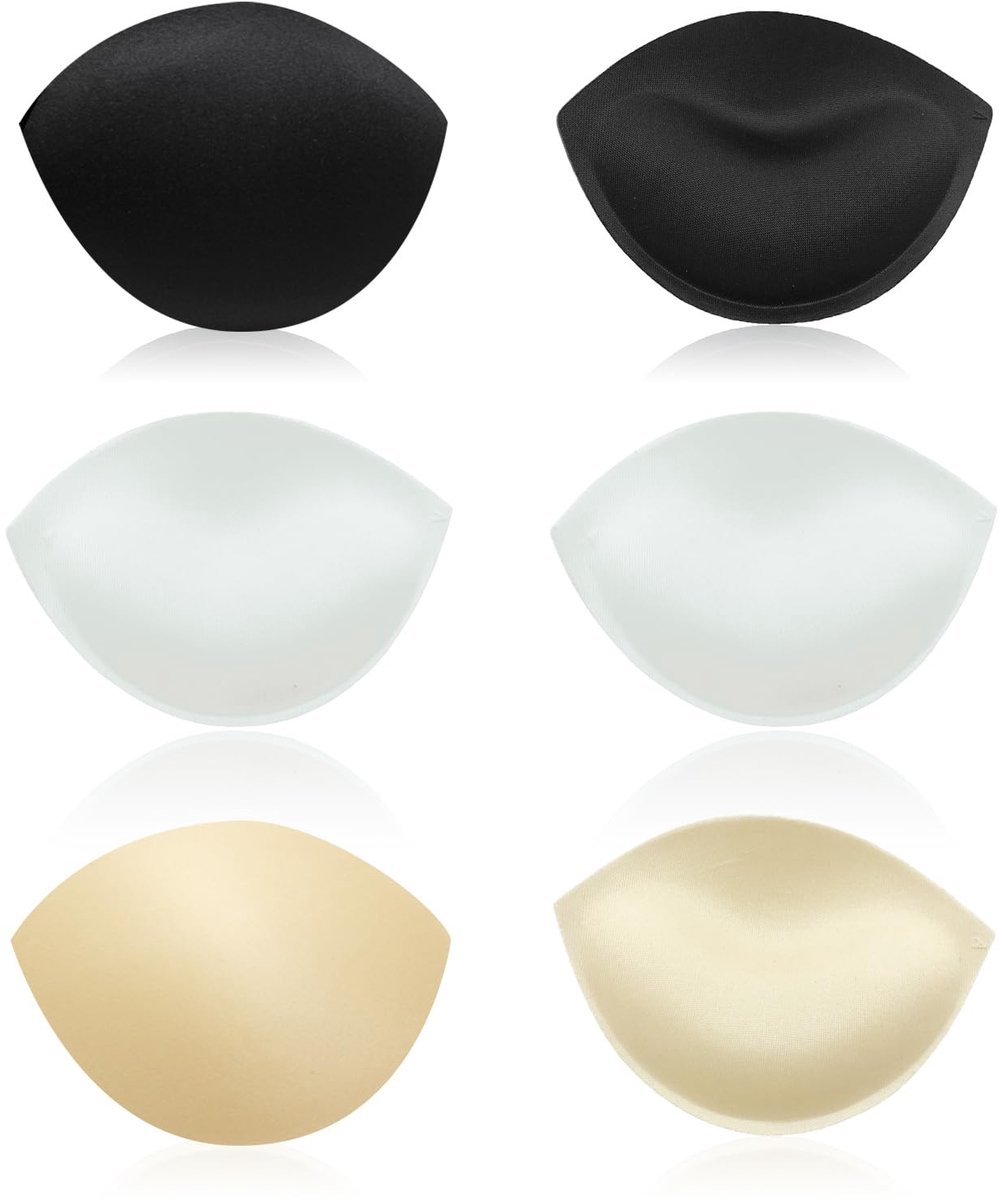 Dailygoods- BH-pads 3 Paar - Verwijderbare Inzetstukken - Push-up Borstversterker - Multicolor - Ademend Polyester - Maat 11 x 9 x 2,2 cm - Borstversterkers