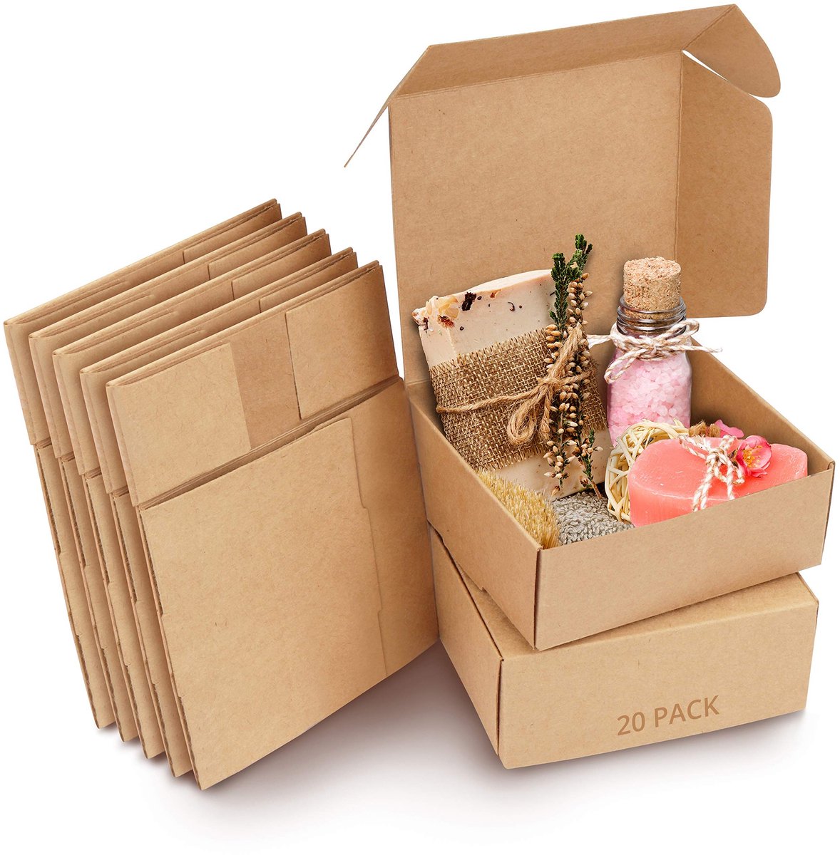 Dailygoods- Kado Dozen 20 Stuks - Bruine Cadeaudozen - Geschenkdozen - Cadeauverpakking - Makkelijk in Elkaar te Zetten - Afmeting 12 x 12 x 5cm