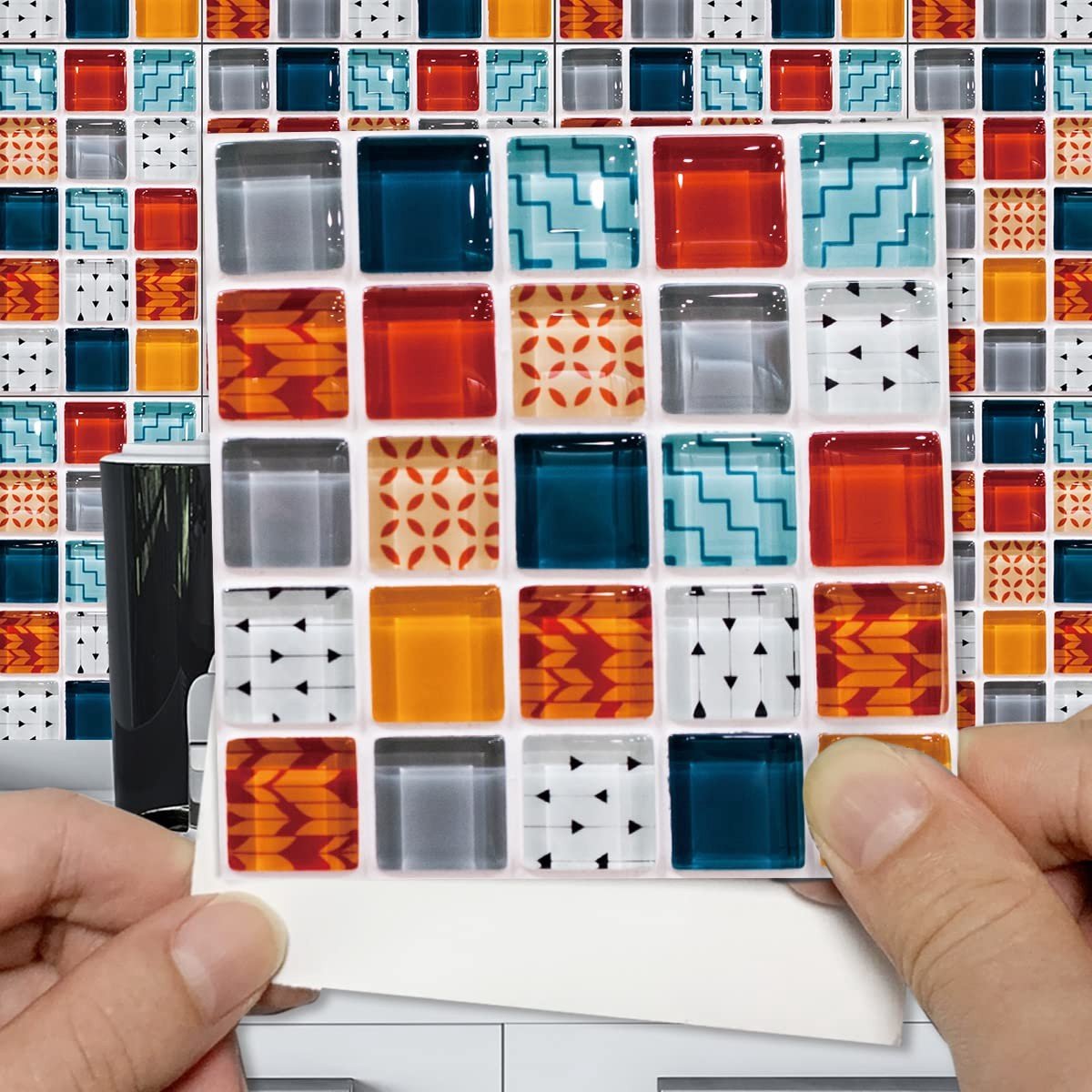 Dailygoods- Tegelstickers 25 Stuks - Mosaïek Effect - Zelfklevend - Voor Keuken/Badkamer - Eenvoudig aan te brengen - Verwijderbaar zonder schade - Muursticker