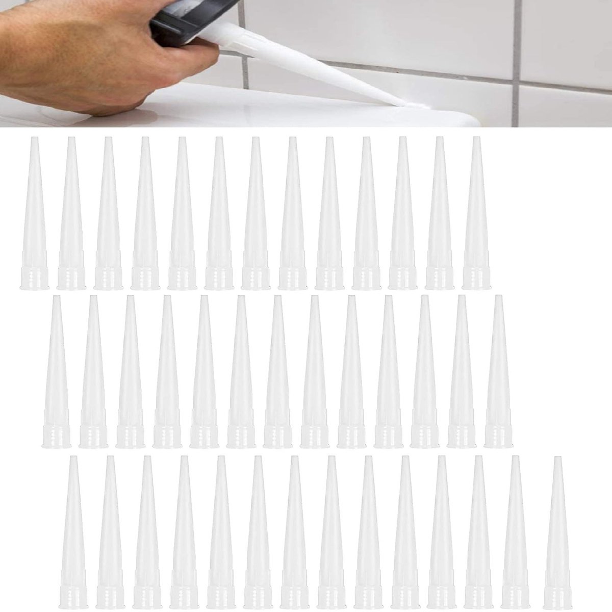 Dailygoods- Siliconen Punten 50 Stuks - Transparante Spuitmonden - Afdichtdoppen - Opzetstukken - Reparatie van Gaten - Duurzaam en Lichtgewicht
