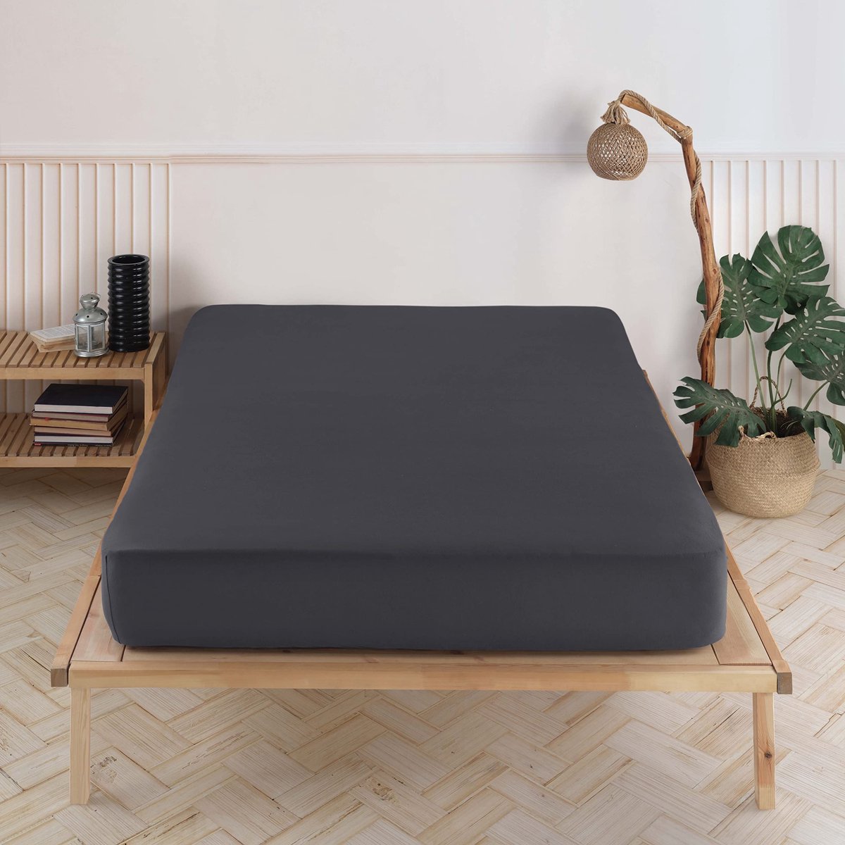 Dailygoods- Hoeslaken 200 x 200 cm - 100% Katoen - Jersey - Antraciet - Geschikt voor matr